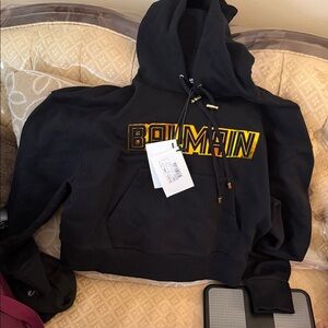Balmain Black Hoodie with Yellow Gradient Logo